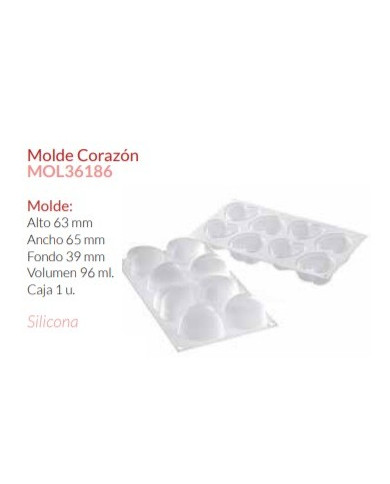 MOLDE SILICONE CORAÇÃO 63X65X39MM 8PCS - MOL36186