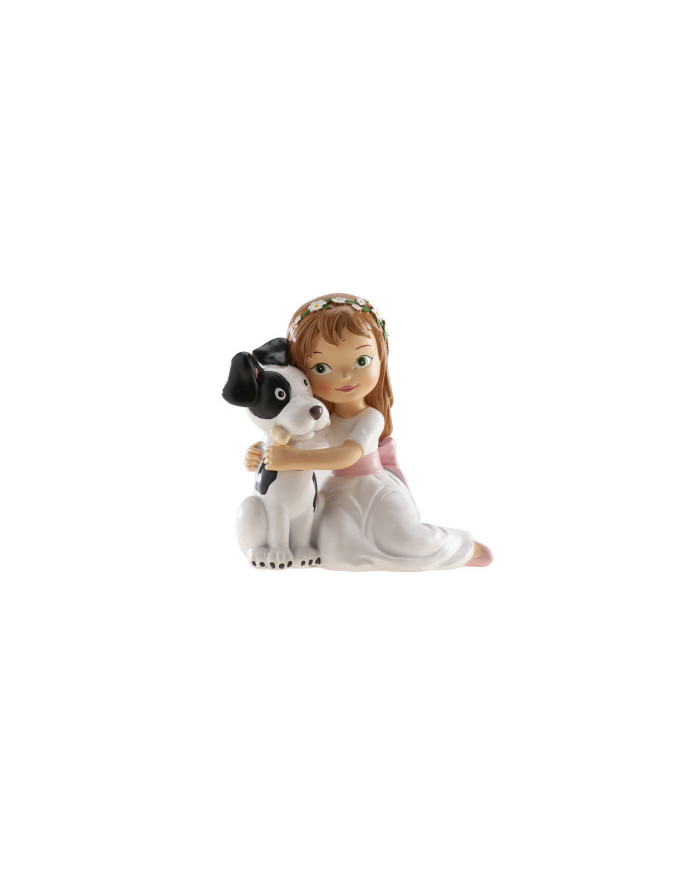 315122 - MENINA COMUNHÃO SENTADA C/CÃO 11,5CM
