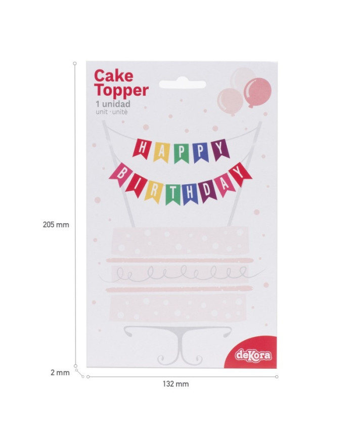 350158 - CAKE TOPPER BANDEIRAS HAPPY BIRTHDAY