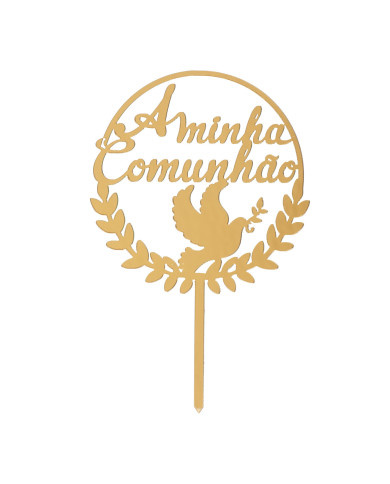 354170 - TOPPER A MINHA COMUNHÃO DOURADA 15X10 CM
