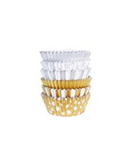 CH24BC054 - CAPSULAS CUPCAKES ALUMINIO FLOCOS NEVE PRATEADOS (60UNID)