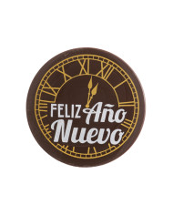 428132 - RELÓGIO CHOCO NEGRO FELIZ ANO NOVO  Ø 50MM (45 UNID)