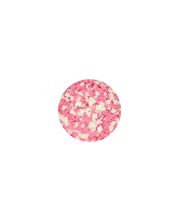 FC00828 - CORAÇÕES EM AÇÚCAR ROSA E BRANCO 7MM (60GR)