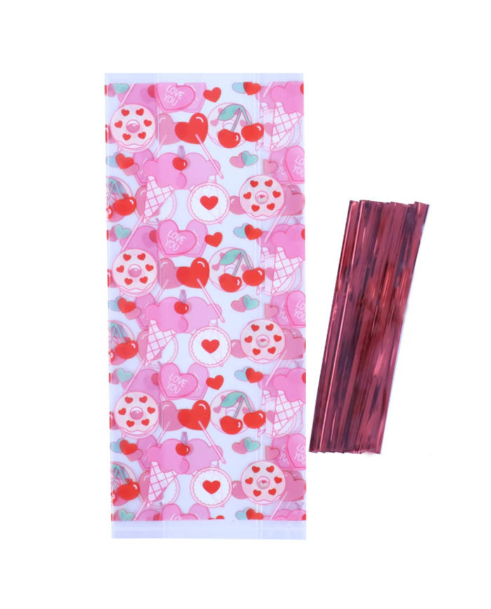 VD24TB036  - 20 BOLSAS PLASTICO PARA DOCES  DIA NAMORADOS