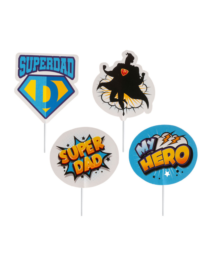 354190 - CAKE TOPPER PAPEL SUPER PAI (4 MODELOS)