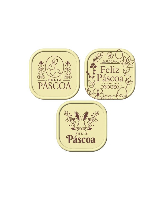 428200 - PLACA CHOCO BRANCO PÁSCOA FELIZ (45 UNID)