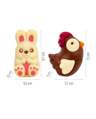 219057 - COELHO OU GALINHA 3D EM CHOCOLATE DE LEITE 55 GR