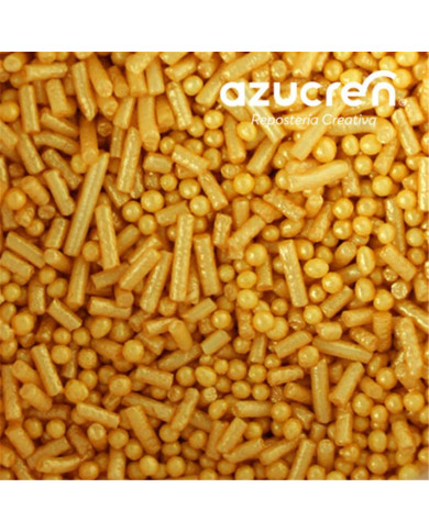 DE88446- MIX MINI PEROLAS DOURADAS 1,5 MM +FIDEO (700 GR)