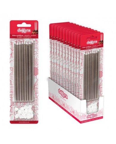 VELA METALICA PRATA 13 CM - BLISTER C/16 -  345330