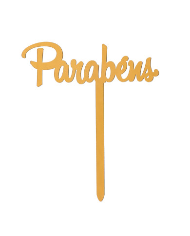 354157 - TOPPER OURO PARABÉNS 11X14CM