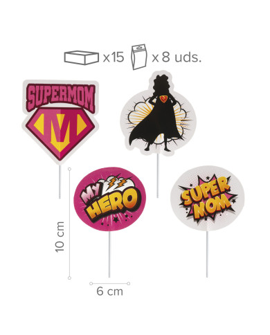 354191 - CAKE TOPPER EM PAPEL SUPERMOM (4 MODELOS)