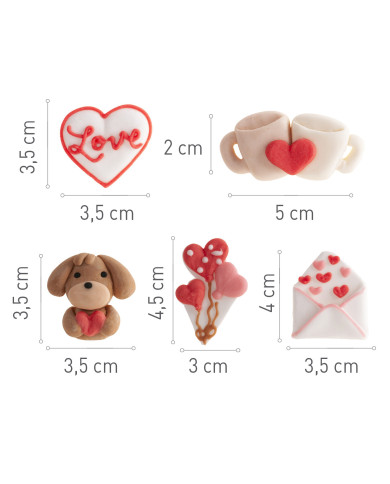 205221 - DECORAÇÃO AÇÚCAR SORTIDA 2D ROMÂNTICA (30 UNID)