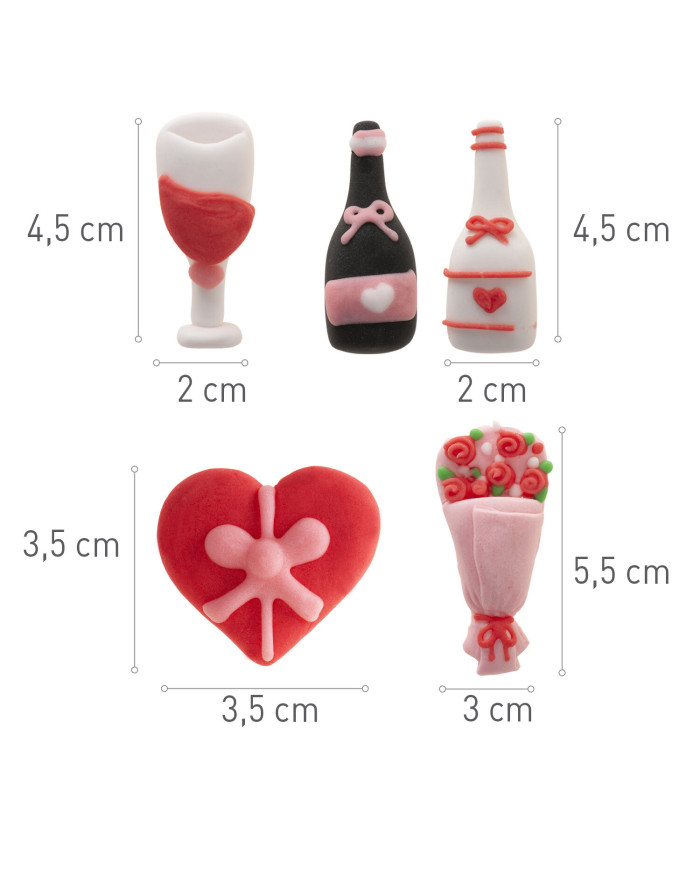 205219 - DECORAÇÃO AÇÚCAR SORTIDA ROMÂNTICA 2D (30 UNID)