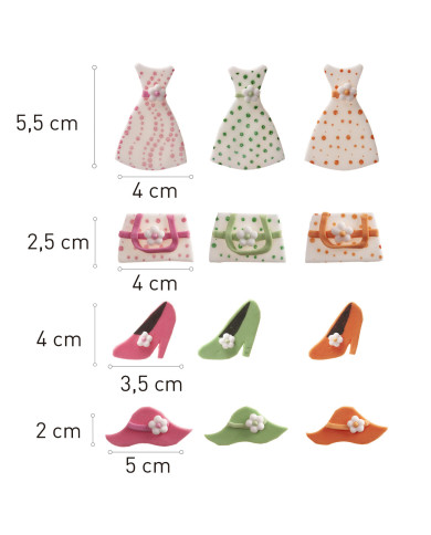 205225 - DECORAÇÃO AÇÚCAR 2D ACESSÓRIOS DIA DA MÃE (48 UNID)