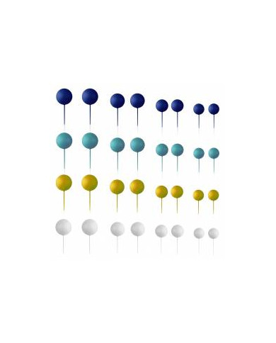 AZ01938- KIT 32 BOLAS  MIX  AZUL DECORATIVAS