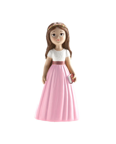 315126 - MENINA COMUNHÃO ROSA 16CM