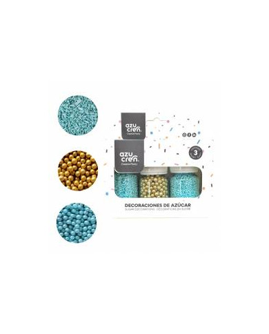 DE90100 - FIDEO TURQUESA, PÉROLAS TURQUESA, PEROLA DOURADAS METALIZADAS (90 GR)