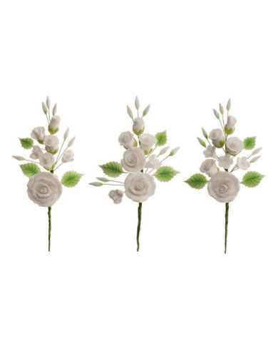 RAMOS ROSAS BRANCAS AÇÚCAR 13CM - 220013