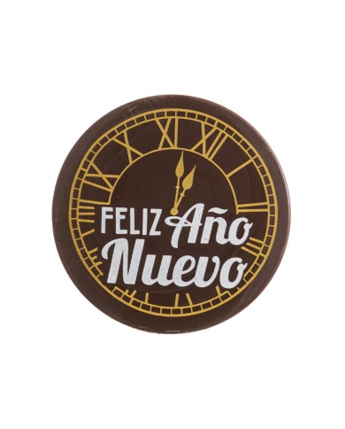 428132 - RELÓGIO CHOCO NEGRO FELIZ ANO NOVO  Ø 50MM (45 UNID)
