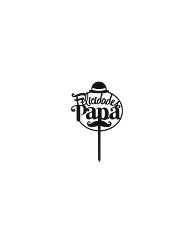 354162 - CAKE TOPPER FELICIDADES PAPÁ NEGRO - 15.6 X 10CM