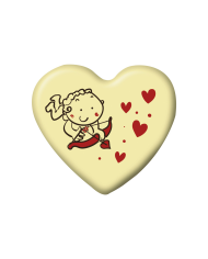 DECORAÇAO CHOCO. BRANCO CORAÇÃO CUPIDO C/54 UNID - 427885