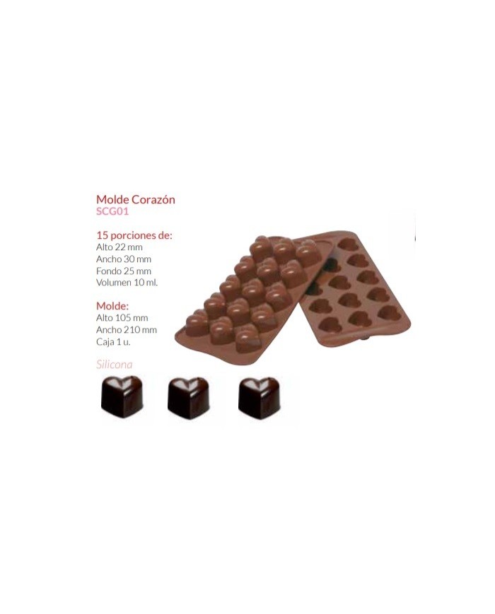 MOLDE SILICONE BOMBONS CORAÇÃO 105X210MM 15PCS - SCG01