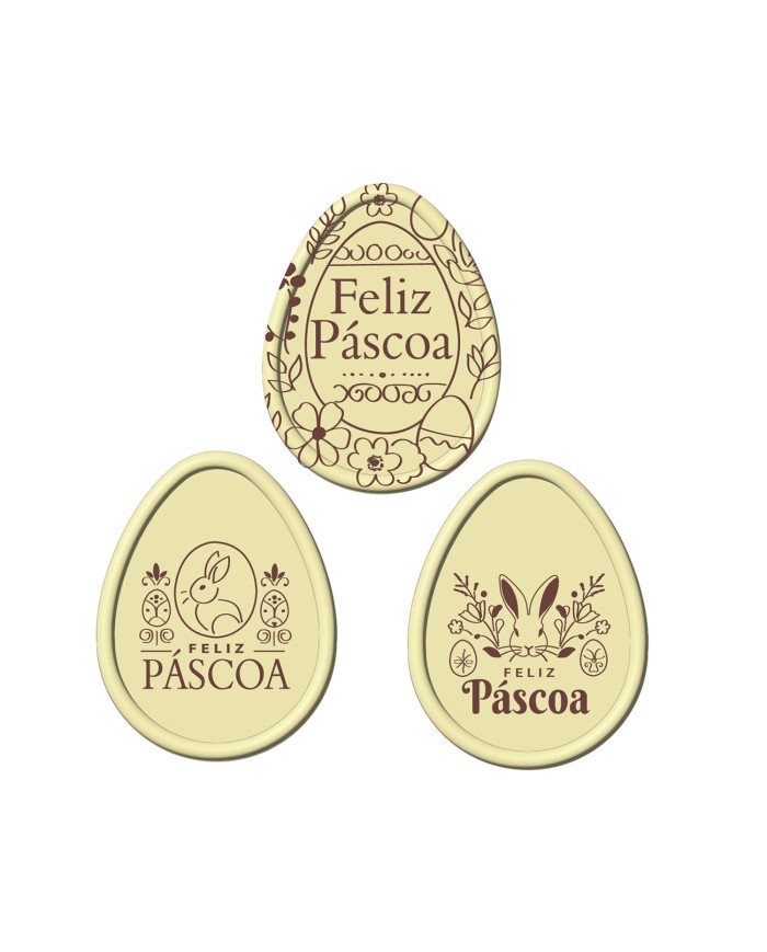 428198 - PLACAS CHOC BRANCO FELIZ PÁSCOA 4,5CM C/54