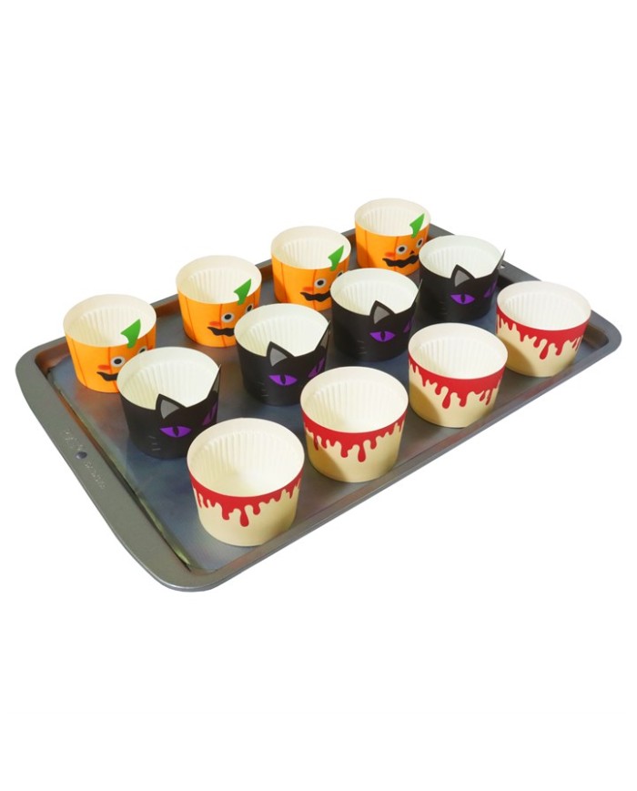 HW24BCL039 - FORMAS RIGIDAS P/ CUPCAKES HALLOWEEN (12 UNID)