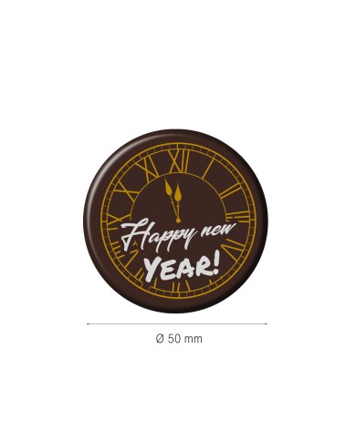 427991 - RELÓGIO CHOCO NEGRO HAPPY NEW YEAR R Ø 50MM (45UNID)