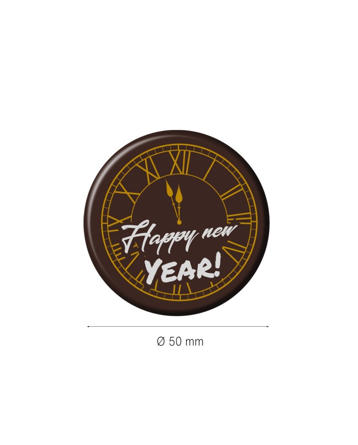 427991 - RELÓGIO CHOCO NEGRO HAPPY NEW YEAR R Ø 50MM (45UNID)
