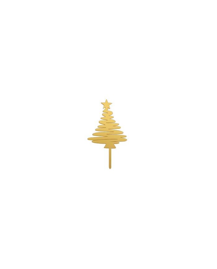 DE98782 - CAKE TOPPER ÁRVORE DE NATAL OURO 16,5 X 8