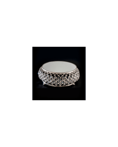 SUPORTE REDONDO ESPELHO E CRISTAL 30CM H15-342018