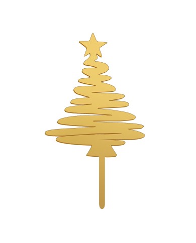 354168 - TOPPER ARVORE NATAL DOURADA 16.5 X 8CM