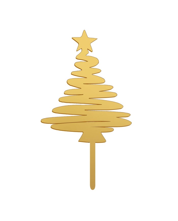 354168 - TOPPER ARVORE NATAL DOURADA 16.5 X 8CM