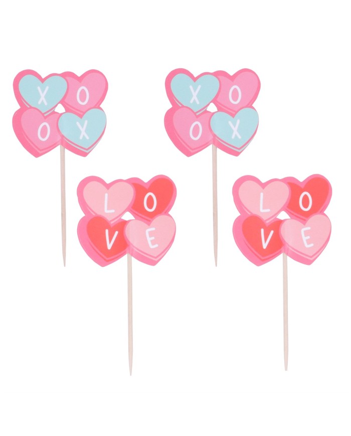 VD24TOP019 - TOPPERS CORAÇÕES CUPCAKE S. VALENTIM (24 UNID)