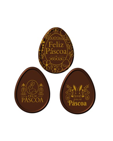 428199 - PLACAS CHOC NEGRO FELIZ PÁSCOA 4.5CM C/54