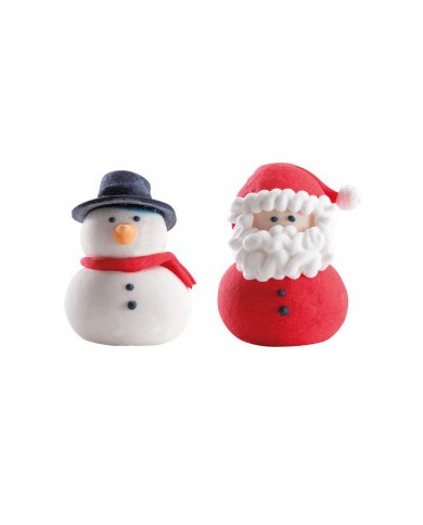 205022 - DECORÇÃO AÇÚCAR PAI NATAL E BONECO NEVE 3D - 24 UN