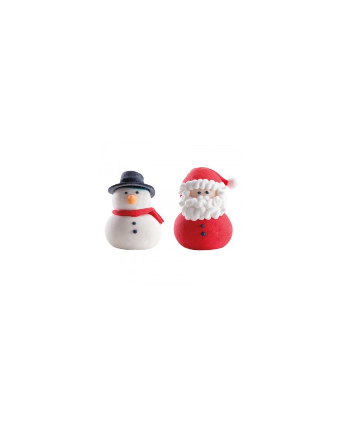 205022 - DECORÇÃO AÇÚCAR PAI NATAL E BONECO NEVE 3D - 24 UN