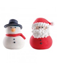 205022 - DECORÇÃO AÇÚCAR PAI NATAL E BONECO NEVE 3D - 24 UN