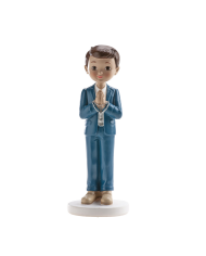 315128 - MENINO ROSÁRIO COMUNHÃO AZUL 16CM