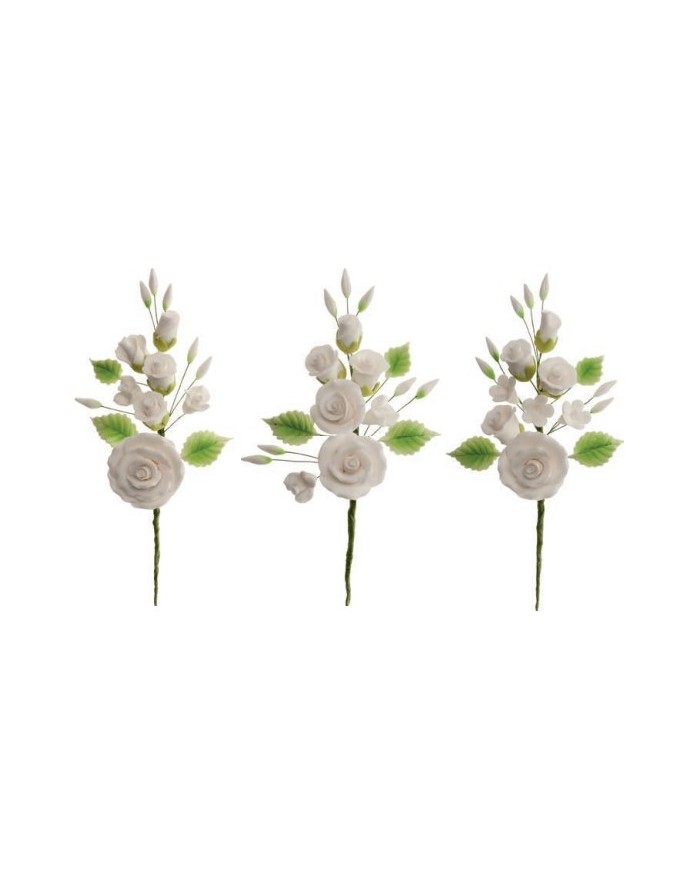 RAMOS ROSAS BRANCAS AÇÚCAR 13CM - 220013