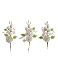 RAMOS ROSAS BRANCAS AÇÚCAR 13CM - 220013