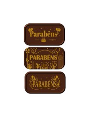 428209 - PLACAS PARABÉNS CHOCO NEGRO (75 UNID)
