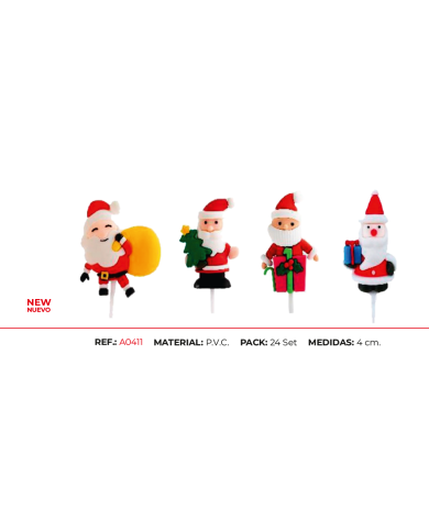 A0411 - PICK PAI NATAL 4 FIGURAS SORTIDAS