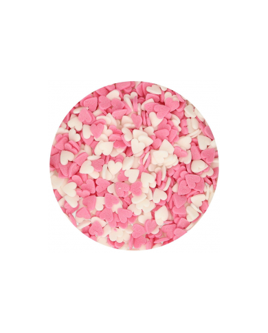 FC00828 - CORAÇÕES EM AÇÚCAR ROSA E BRANCO 7MM (60GR)