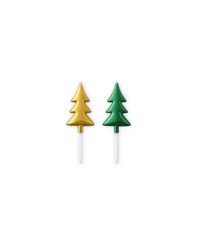 A0279 - PICK ÁRVORES DE NATAL METALIZADAS  Ø55 (50 UNID)