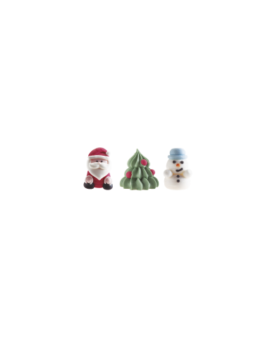 205194 - PAI NATAL, ÁRVORE E BONECO NEVE 3D AÇÚCAR