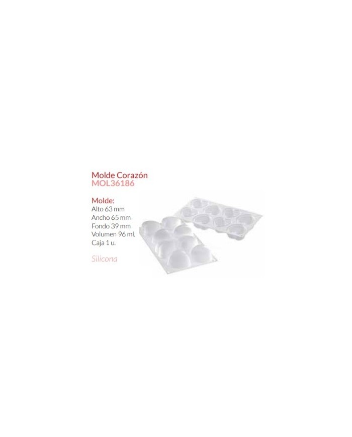 MOLDE SILICONE CORAÇÃO 63X65X39MM 8PCS - MOL36186