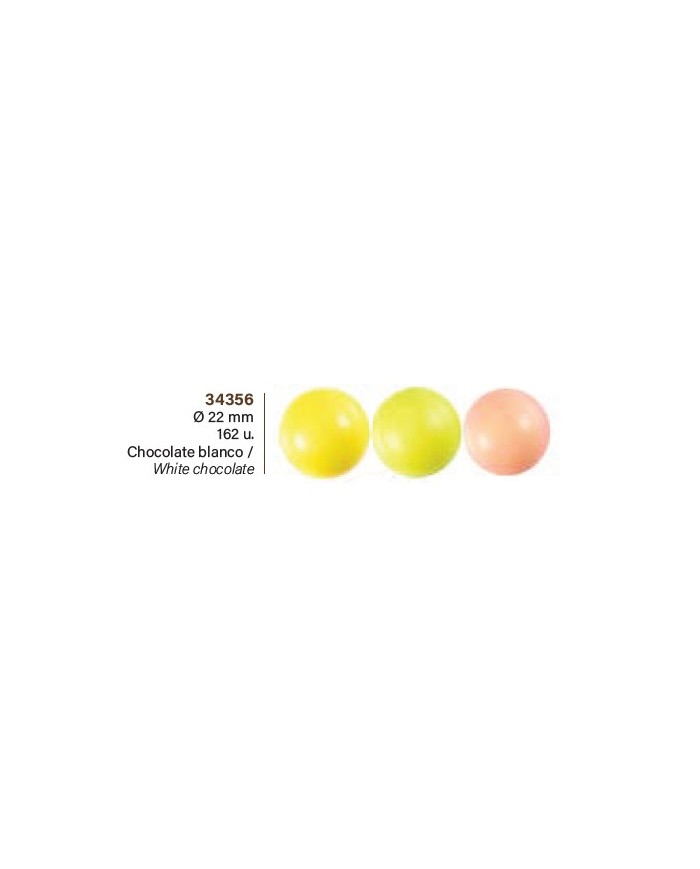 A34356 - DECORAÇÃO CHOC BRANCO BOLAS MATE CORES 22MM