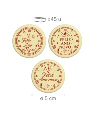 428224 - PLACAS CHOCO NEGRO ANO NOVO SORTIDAS Ø5CM (45 UNID)